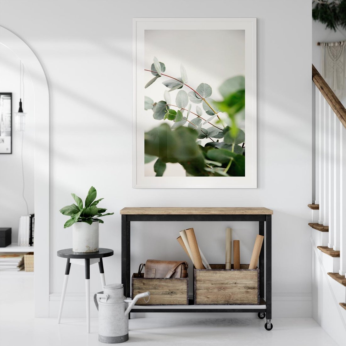 Plakat w ramie 30x40 - Zielony Świat Eukaliptusa - eukaliptus, fotografia - rama biała