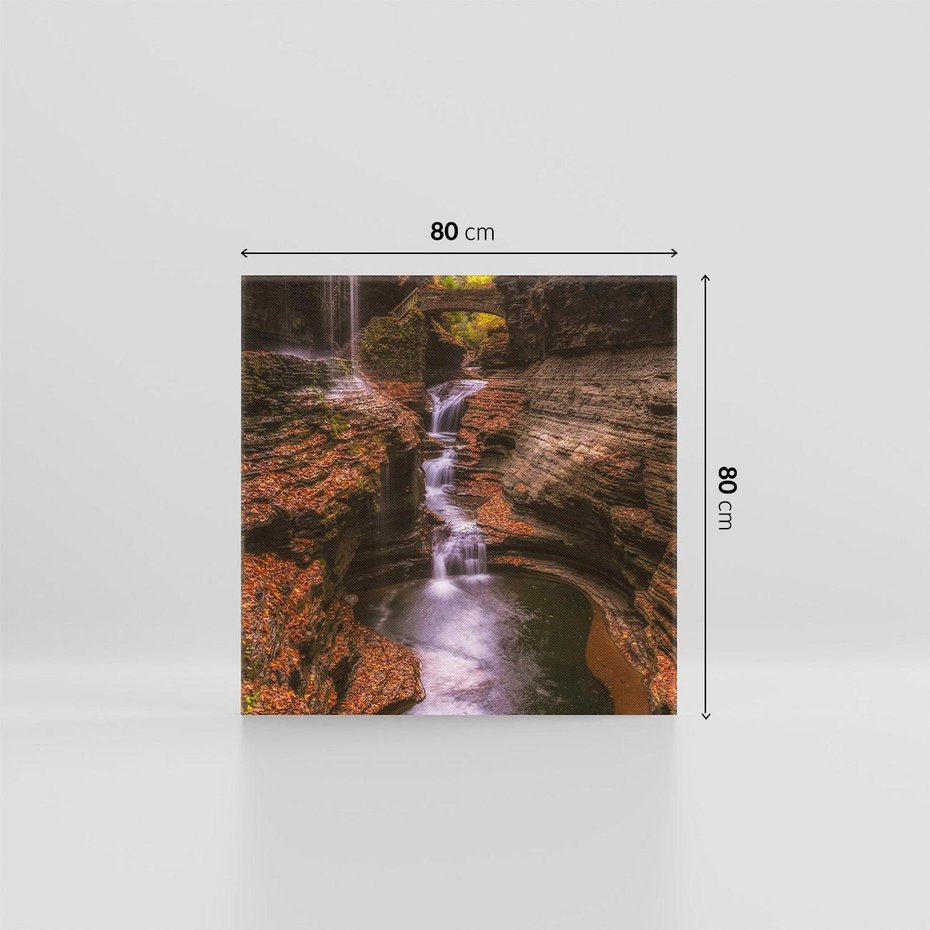 Obraz na płótnie 80x80 - Barwna Harmonia - strumień, las