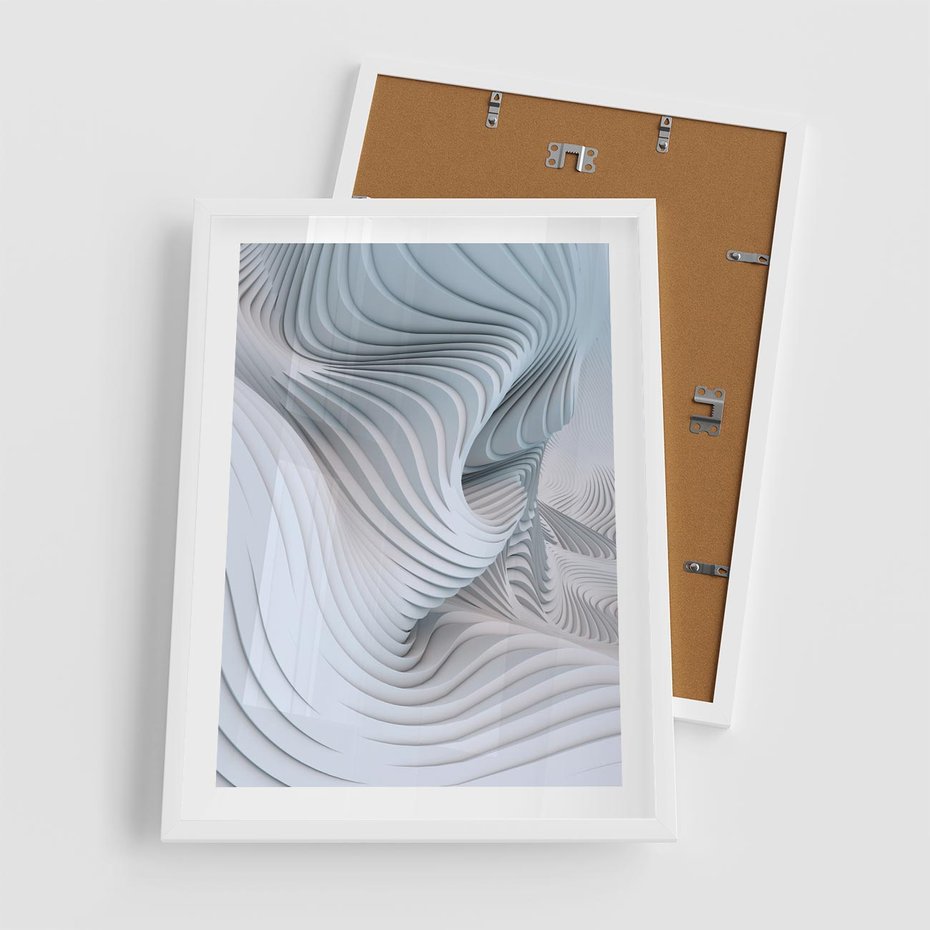 Plakat w ramie 50x70 - Abstrakcyjne Przestrzenie - geometria, 3D - rama biała