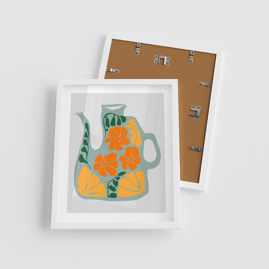 Plakat w ramie 40x50 - Kolorystyczna Ekspresja - czajnik, abstrakcja - rama biała