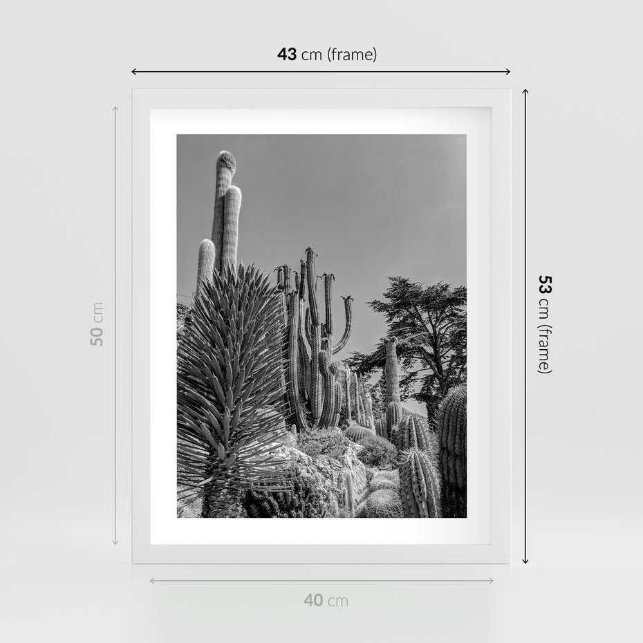 Plakat w ramie 40x50 - Pustynny Klimat - czarno białe zdjecie, pustynia - rama biała