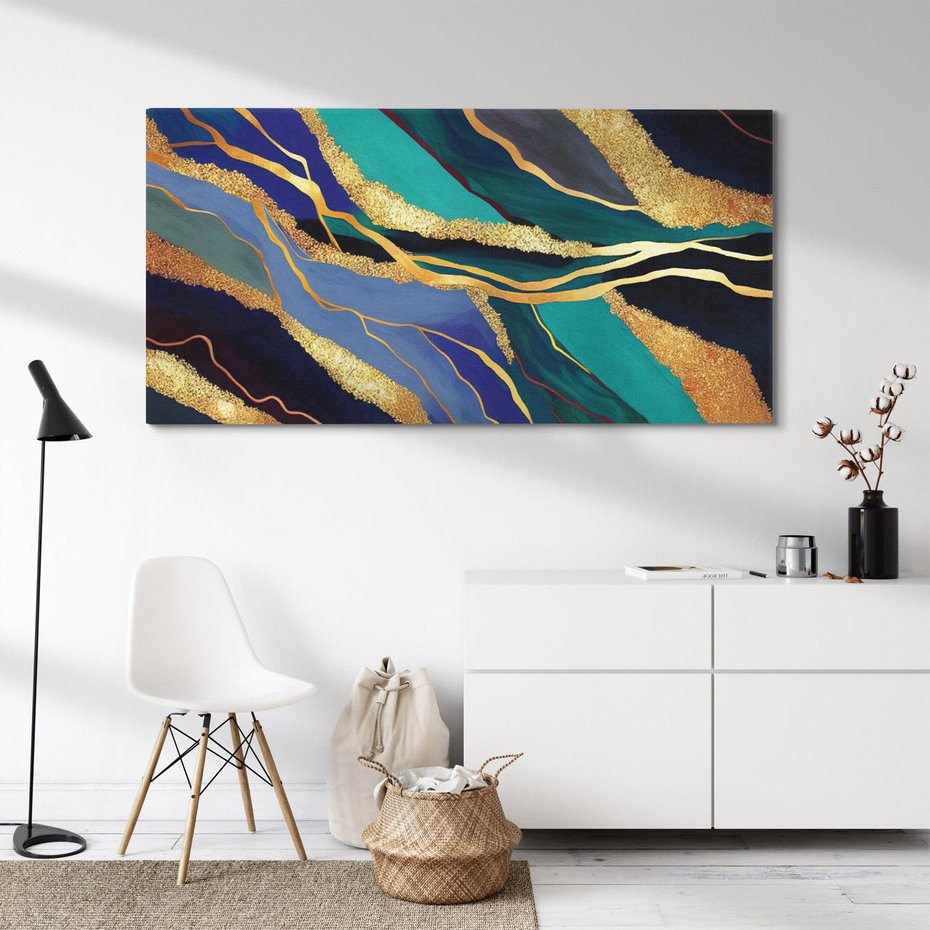 Obraz na płótnie 100x50 - Sztorm malarskich emocji - marmur, abstrakcyjna grafika