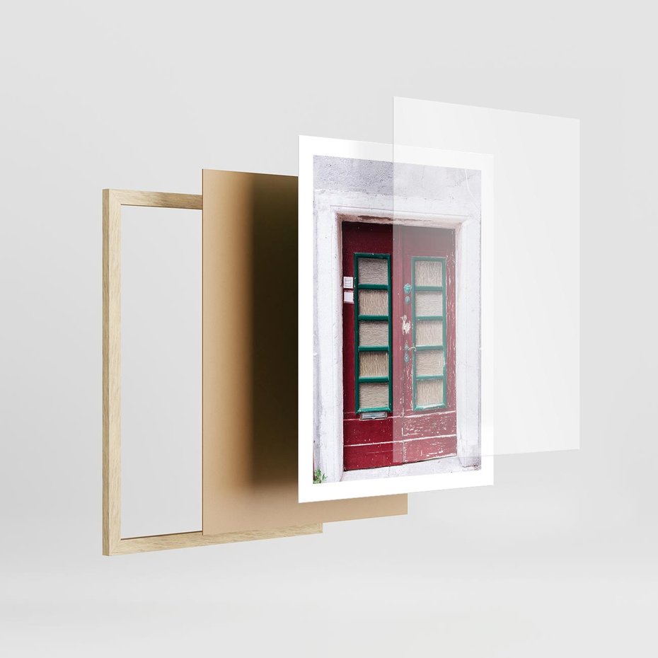 Plakat w ramie 50x70 - Retro Przez Drzwi - drzwi, retro - rama drewno