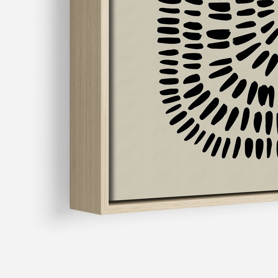 Obraz w ramie 50x70 - Zaklęte Wnętrza - boho plakat, czarne kropki kreski - rama drewno