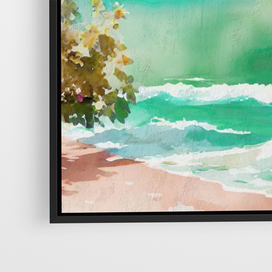 Obraz w ramie 50x70 - Na Zboczu - akwarela, nadmorski pejzaż - rama czarna