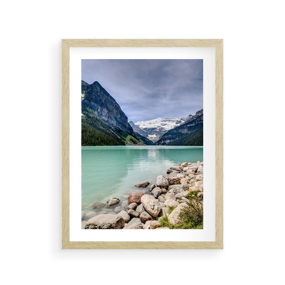 Plakat w ramie 30x40 - Górskie jezioro - spokój i piękno - jezioro, górskie - rama drewno