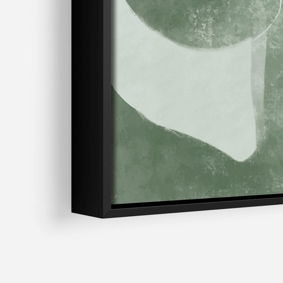 Obraz w ramie 50x50 - Nurtująca Kompozycja Zieleni - abstrakcyjne delikatne zielone linie, podobne do gałęzi kwiatów - rama czarna