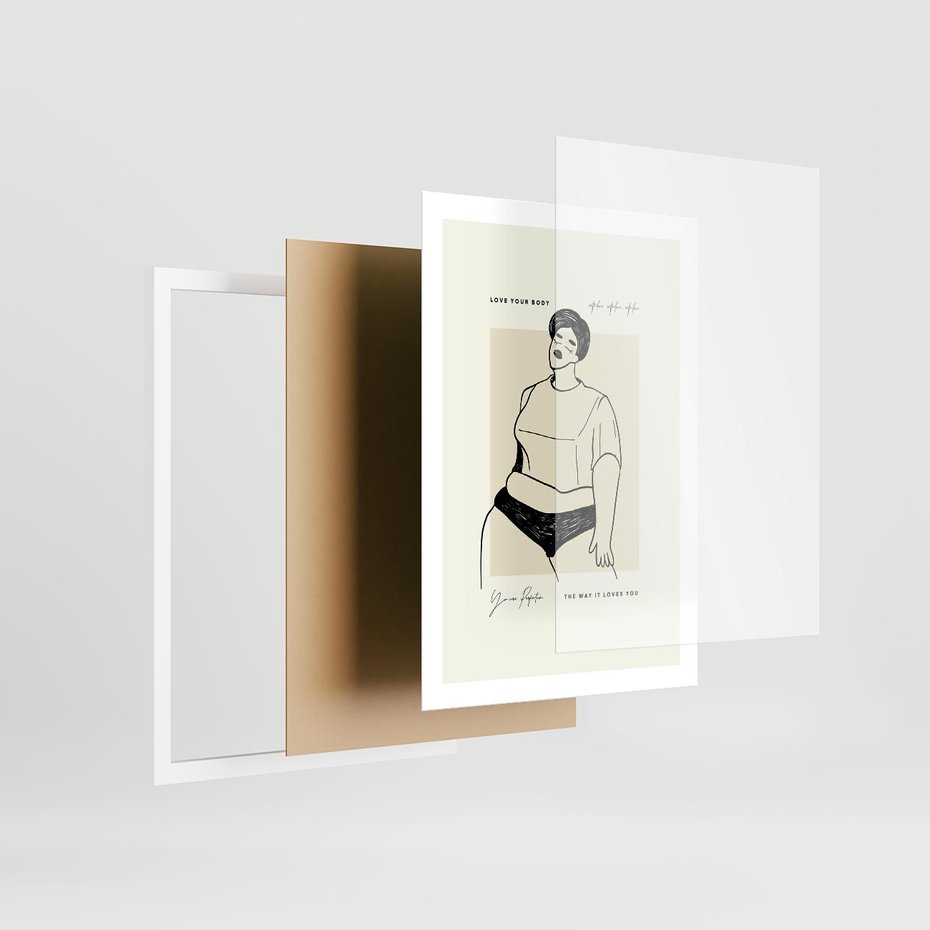 Plakat w ramie 50x70 - Elegancja Kobiecej Formy - nowoczesna sztuka kobieca, plakat - rama biała