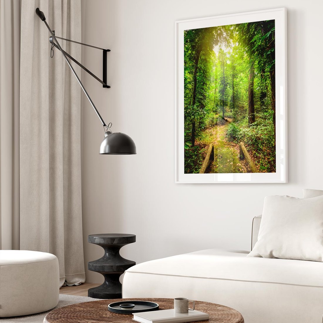 Plakat w ramie 40x50 - Współistnienie z naturą - drzewa, las - rama biała