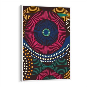 Obraz w ramie 70x100 - Energia Wzorców - enticzne wzory, kształty - rama biała