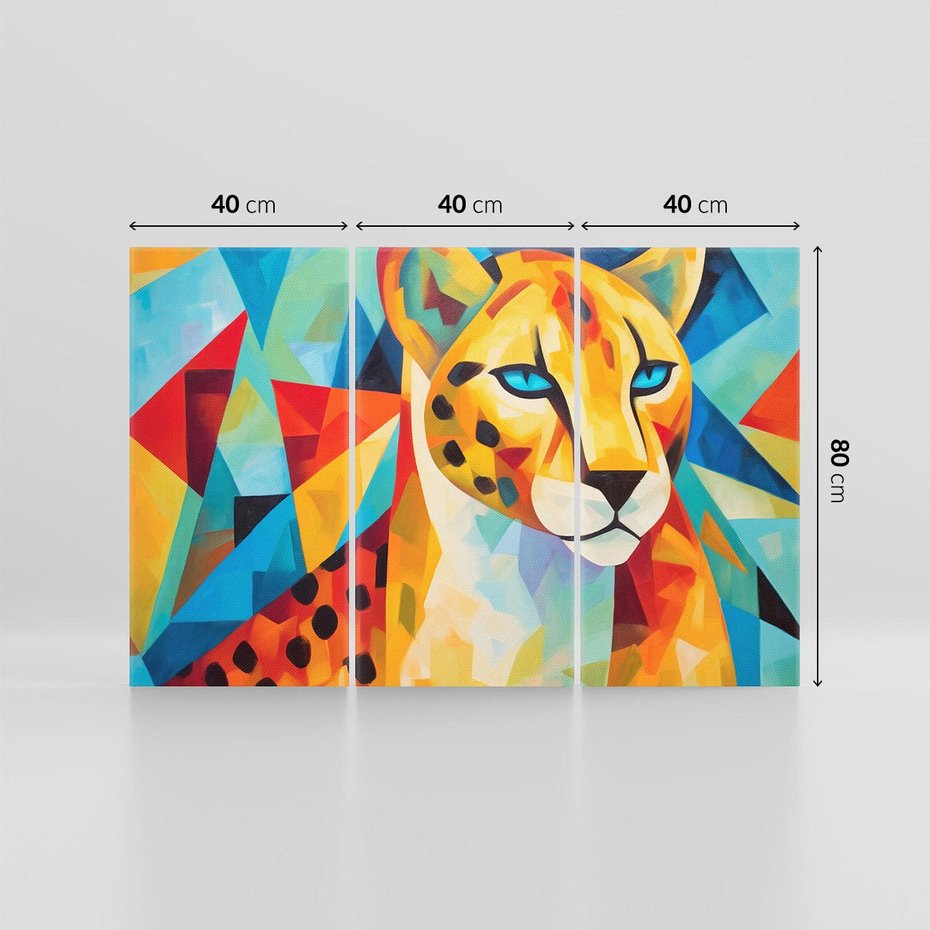 Obraz na płótnie 120x80 - Dzikie Piękno - abstrakcyjny portret geparda, intensywne kolory