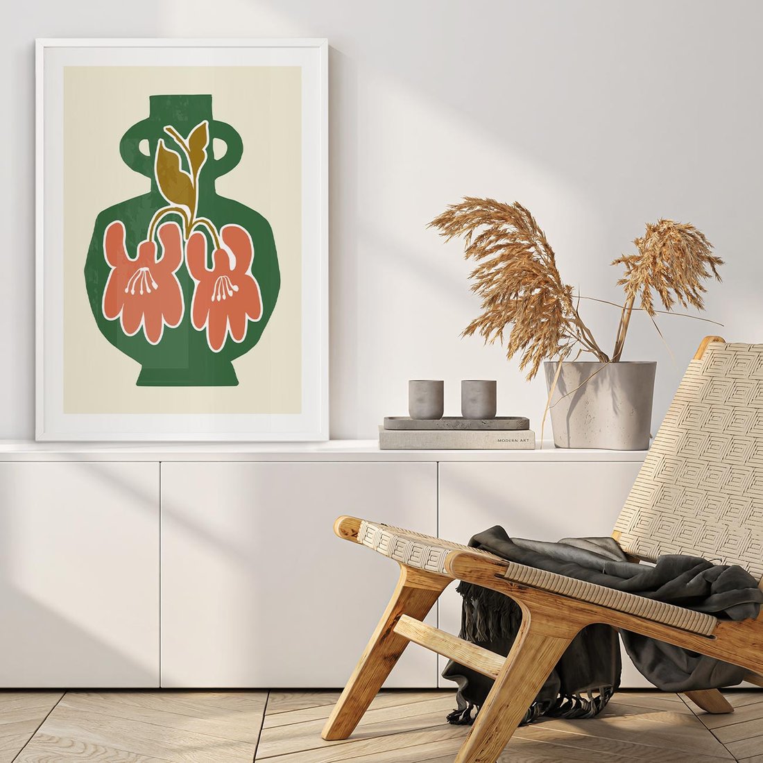 Plakat bez ramy 50x70 - Kreatywne Impulsy - boho styl, wazon