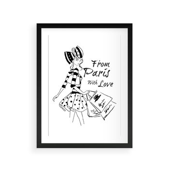Plakat w ramie 40x50 - Paryż - Miasto Romantycznej Grafiki - Paryż, Paris - rama czarna