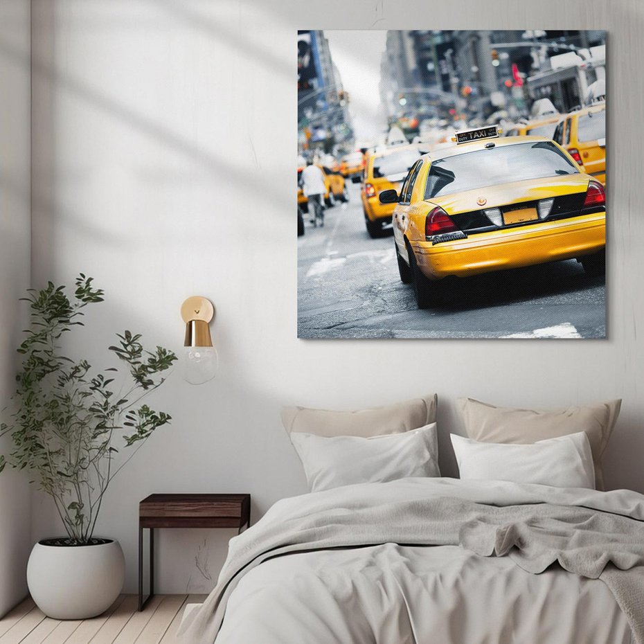 Obraz na płótnie 60x60 - Wszystkie światła prowadzą do Nowego Jorku - TAXI, NY