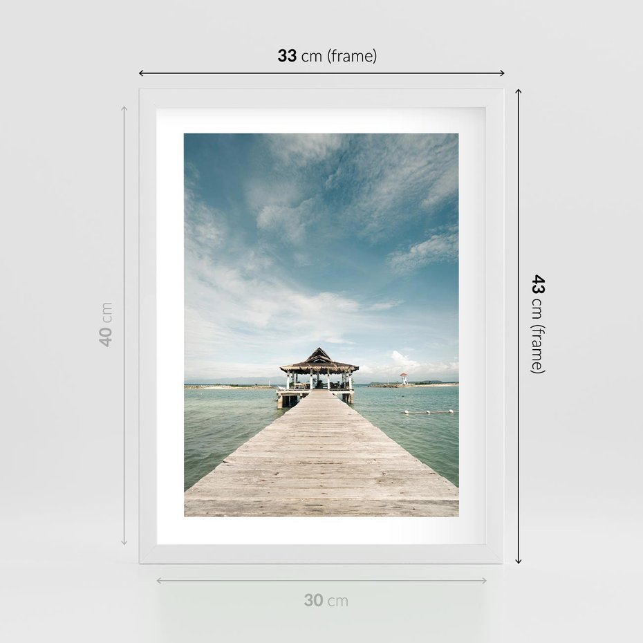 Plakat w ramie 30x40 - Magia Morza i Piękno Plaży - Hawaje, morze - rama biała