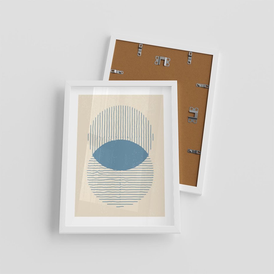 Plakat w ramie 30x40 - Wnętrza Refleksji - geometryczne kształty, koła - rama biała