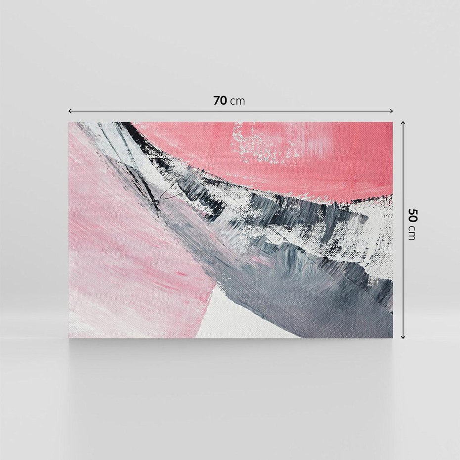 Obraz na płótnie 70x50 - Kontrastujący Ruch Emocji - abstrakcyjne pasy farby, kolory róż szary czarny