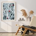 Plakat w ramie 40x50 - Zima na Gałęziach - zima, oszronione gałęzie - rama drewno