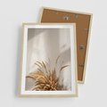 Plakat w ramie 50x70 - mpresyjne układy traw - boho, trawy - rama drewno