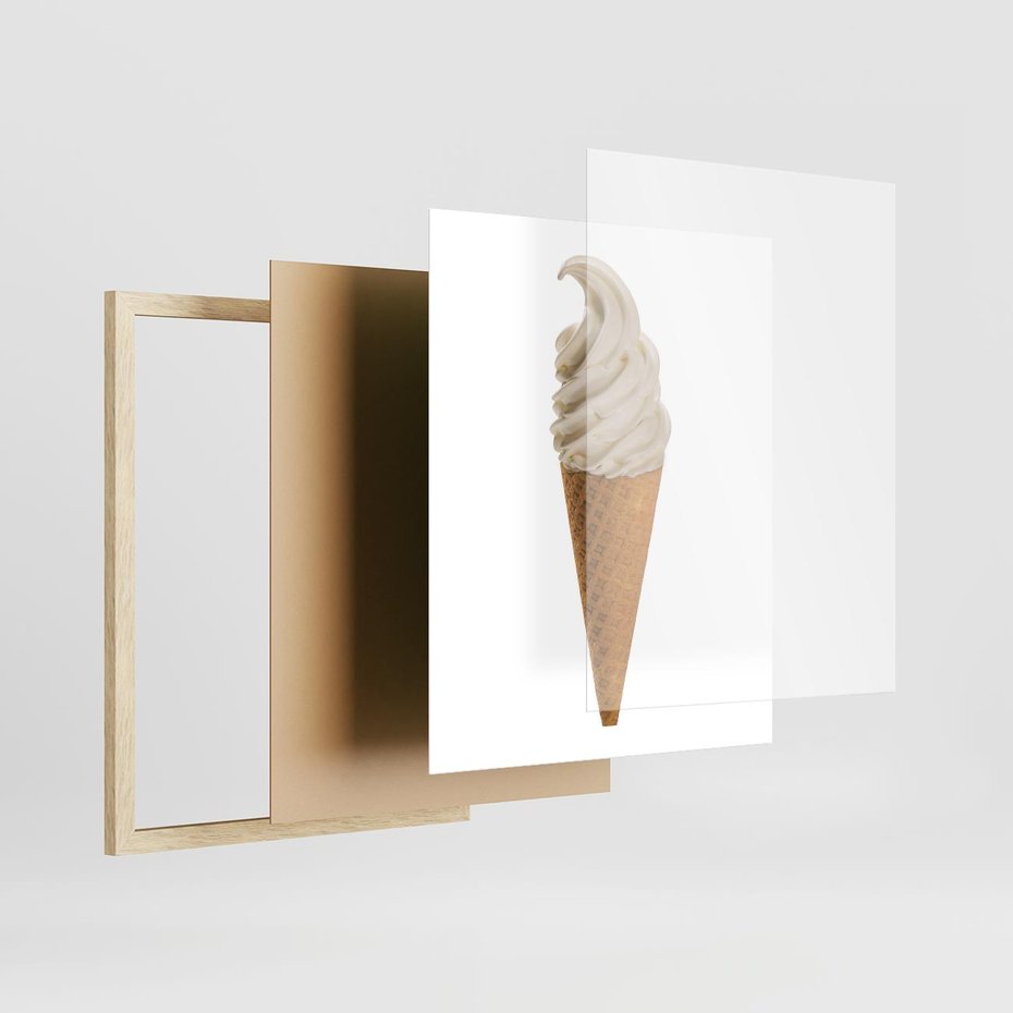 Plakat w ramie 40x50 - Rozkoszna Chłodząca Radość - lody, lód - rama drewno