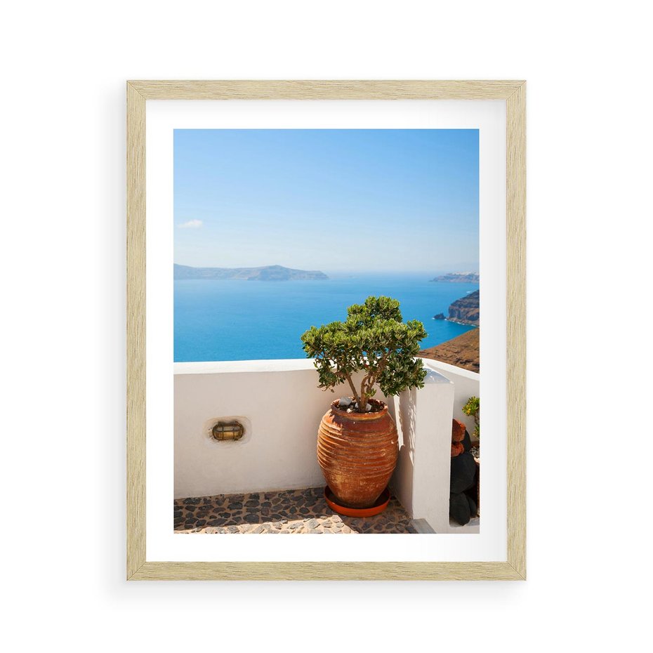 Plakat w ramie 40x50 - Santorini - oaza greckiej wyspy - Santorini, grecka - rama drewno