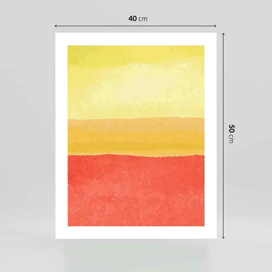 Plakat bez ramy 40x50 - Rozmyte Odbicia - kolorowe akwarelowe pasy, odcienie żółci i czerwieni