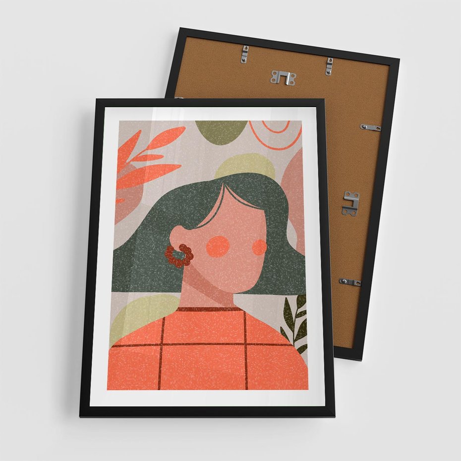 Plakat w ramie 50x70 - Kobiecy Portret Duszy - nowoczesny plakat, styl retro - rama czarna