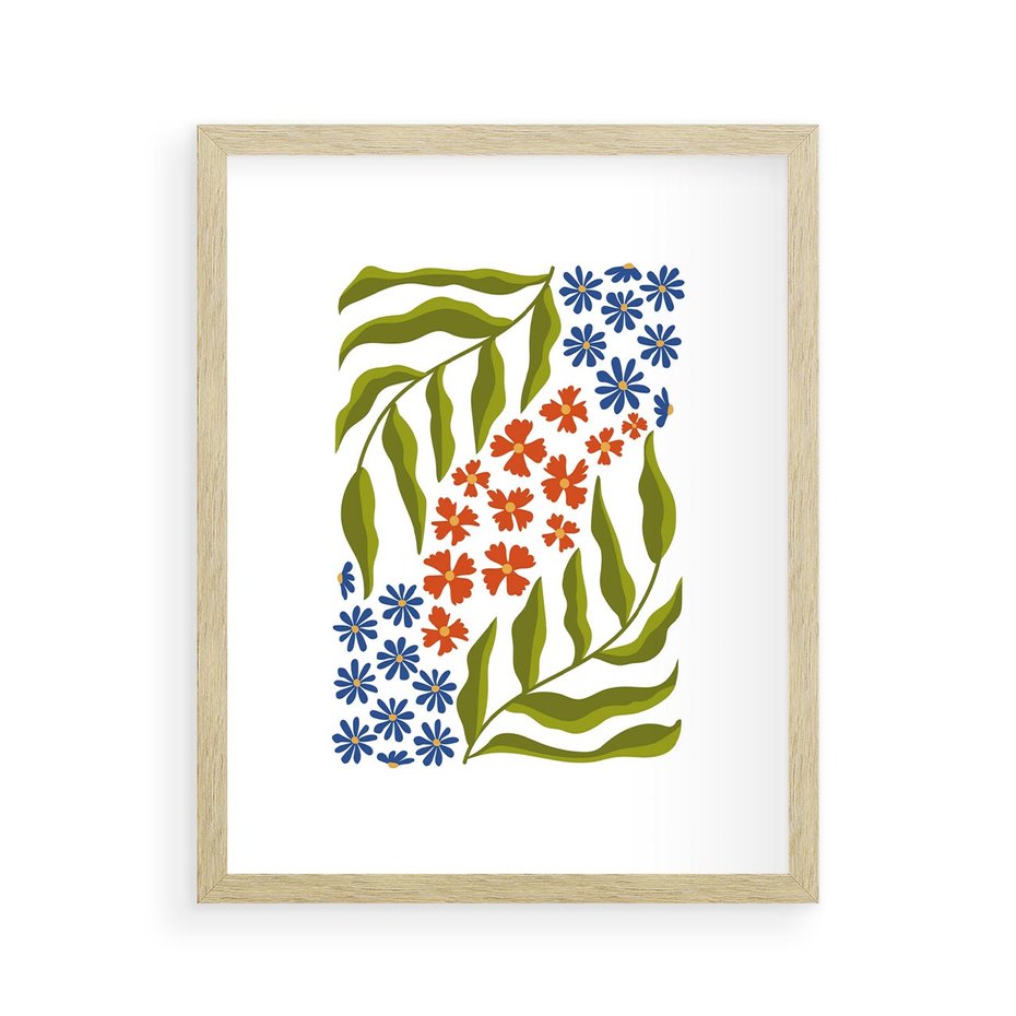 Plakat w ramie 40x50 - Splątane Granice - kwiaty, sztuka nowoczesna - rama drewno