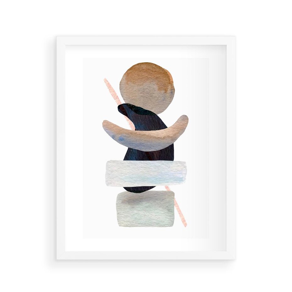 Plakat w ramie 40x50 - Rozkwitające Nowe Wymyślności - abstrakcja, akwarelowe plamy - rama biała