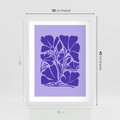 Plakat w ramie 30x40 - Migocące Boho Wibracje - kwiaty, energetyczne fioletowe tło - rama biała