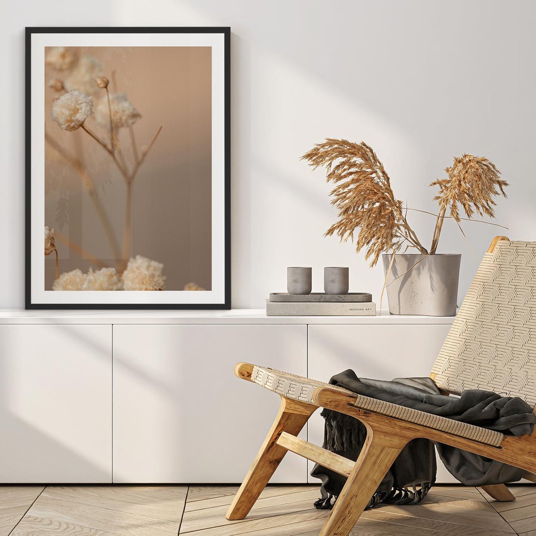 Plakat w ramie 50x70 - Subtelna gipsówka - gipsówka, suche - rama czarna