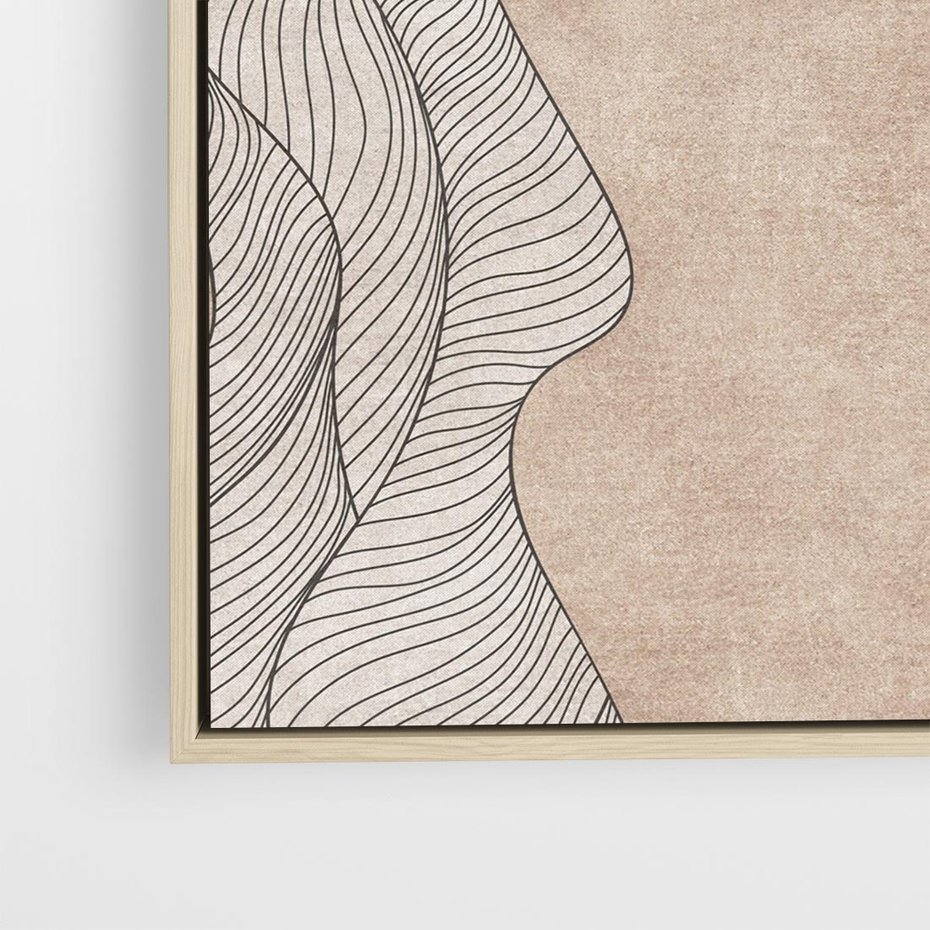 Obraz w ramie 80x80 - Symfonia uczuć i kształtów - delikatna kompozycja, falujące linie - rama drewno