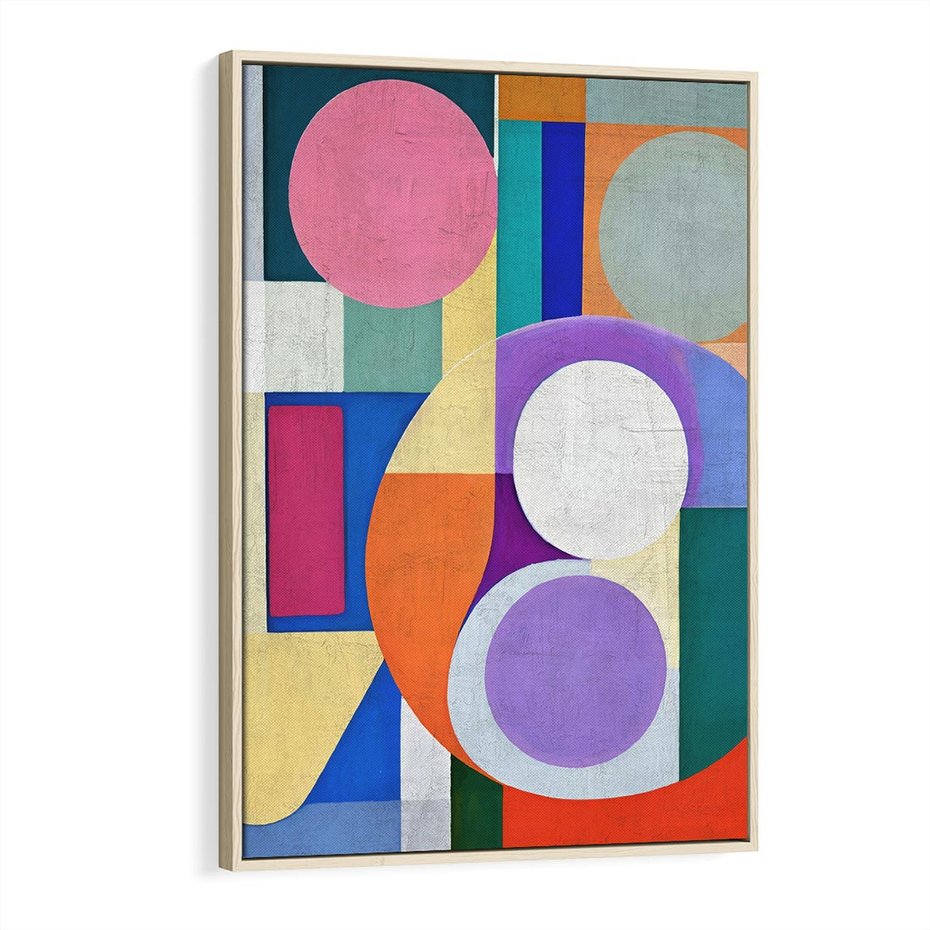 Obraz w ramie 80x120 - Migotliwe Impulsy Dźwięku - różne geometryczne formy, koła - rama drewno