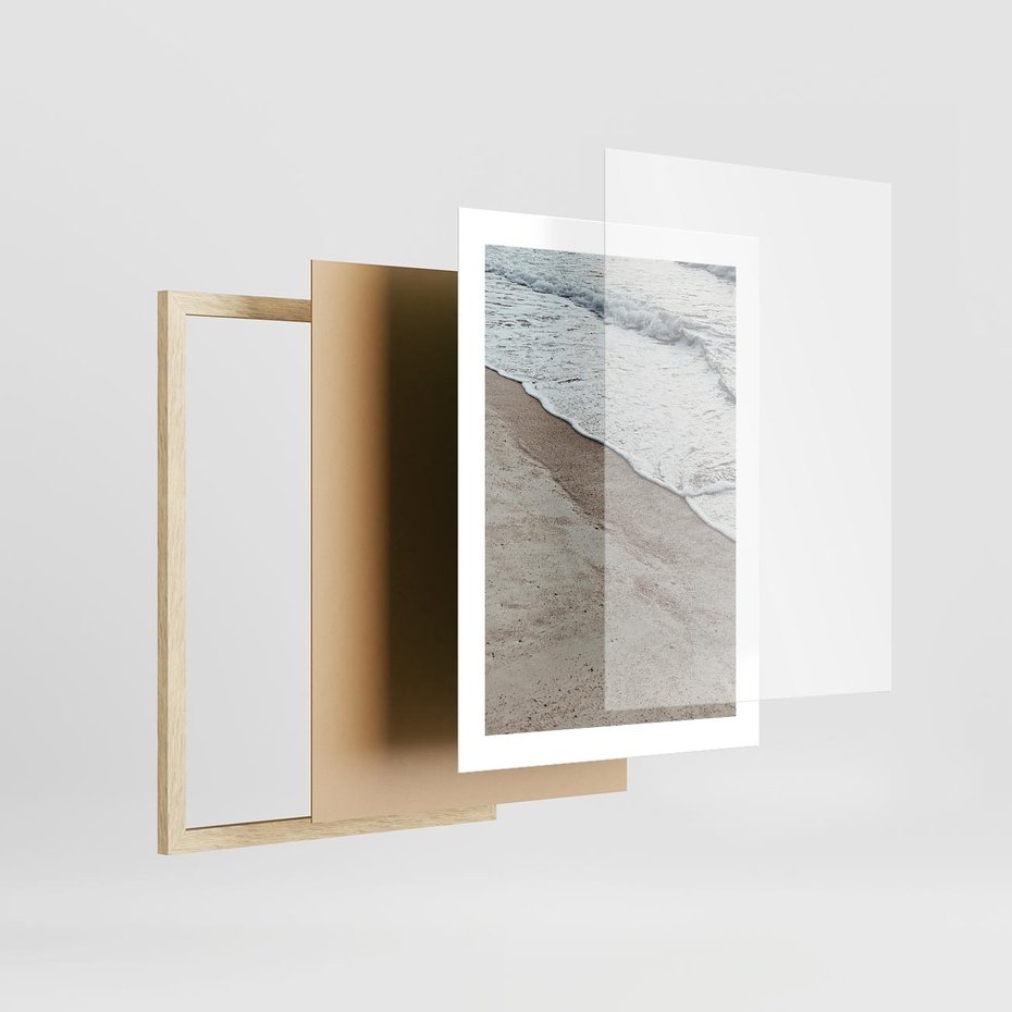 Plakat w ramie 30x40 - Brzeg Morza: Malownicza Plaża i Fale - morze, plaża - rama drewno