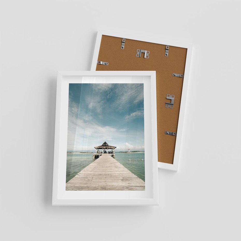 Plakat w ramie 30x40 - Magia Morza i Piękno Plaży - Hawaje, morze - rama biała