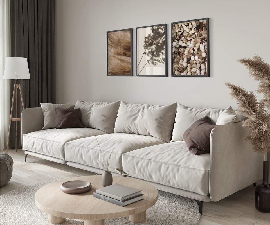 Zestaw obrazy w ramie 50x70 galeria - Boho, suche, kwiaty, trawy - rama czarna