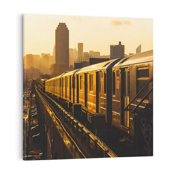 Obraz na płótnie 40x40 - Podróż Podziemna: Pociąg i Metro - pociąg, metro