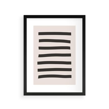 Plakat w ramie 40x50 - Strukturalna Rewolucja Form - minimalizm, czarne pasy - rama czarna