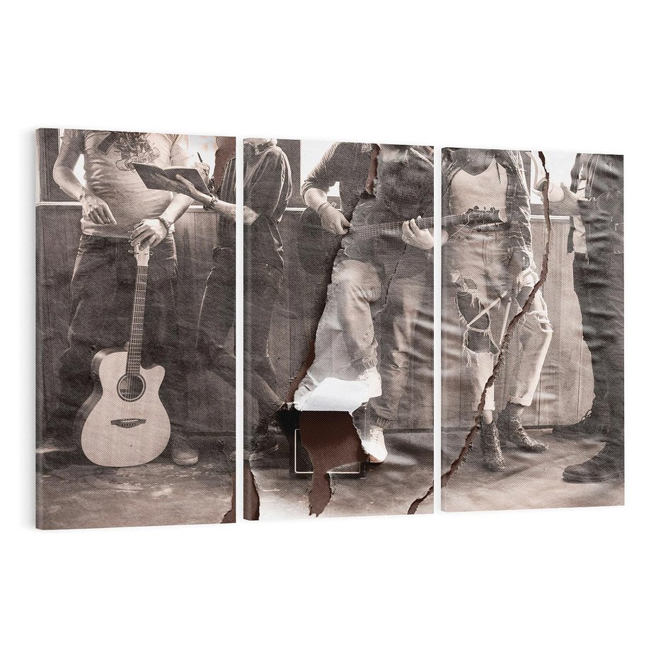 Obraz na płótnie 120x80 - Dźwięki Minionej Ery - postarzona fotografia retro, podarta fotografia