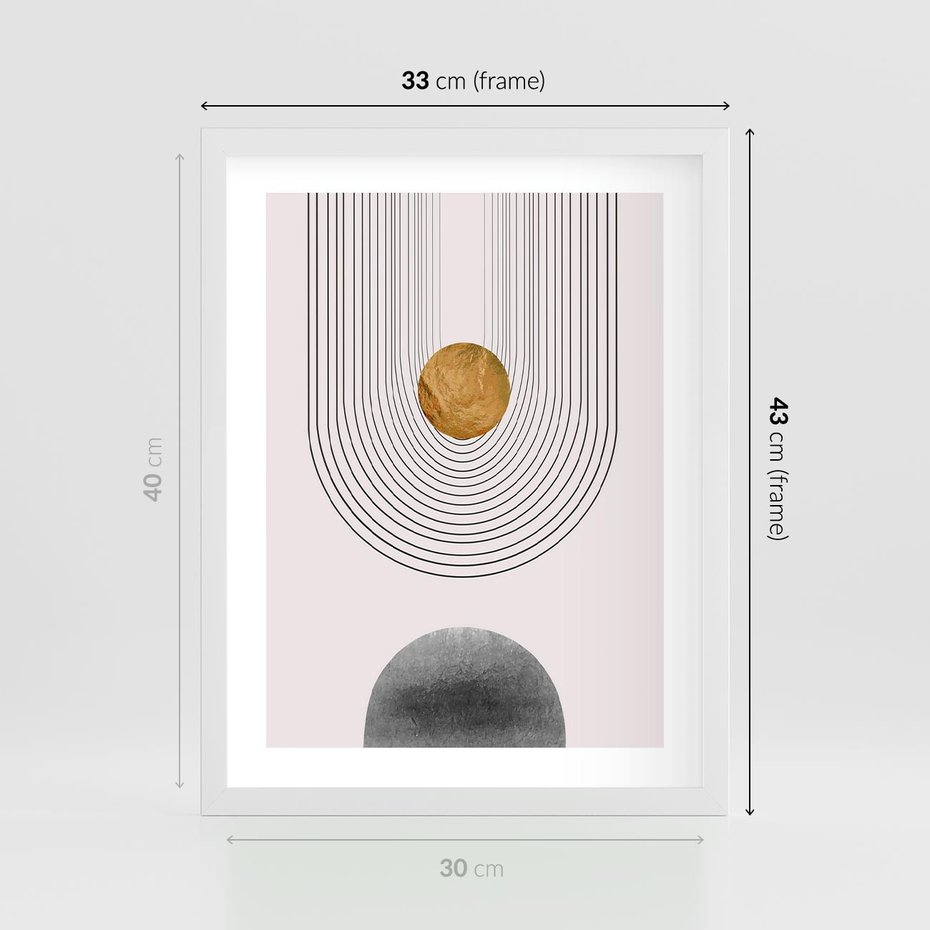 Plakat w ramie 30x40 - Geometryczny Blask - nowoczesna grafika, geometria - rama biała