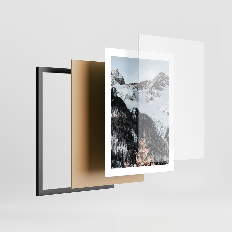 Plakat w ramie 30x40 - Górski Raj - góry, śnieg - rama czarna