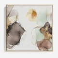 Obraz w ramie 50x50 - Nowoczesne Elegancje - akwarela, złote linie i plamy - rama drewno