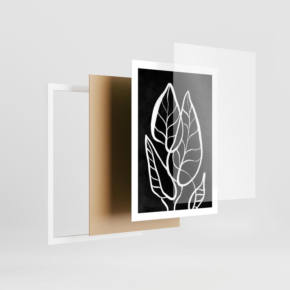 Plakat w ramie 50x70 - Lustrzane Odbicie - mroczna sztuka, minimalizm - rama biała