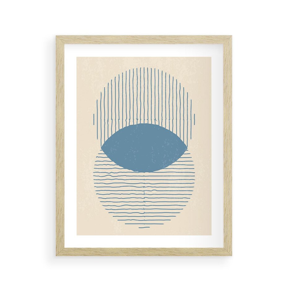 Plakat w ramie 40x50 - Wnętrza Refleksji - geometryczne kształty, koła - rama drewno