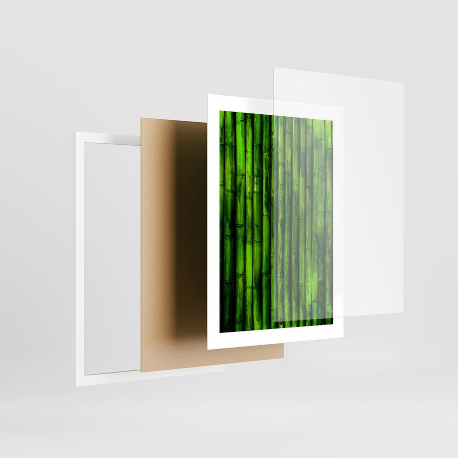 Plakat w ramie 30x40 - Bambusowy urok zielonej harmonii - bambus, zieleń - rama biała