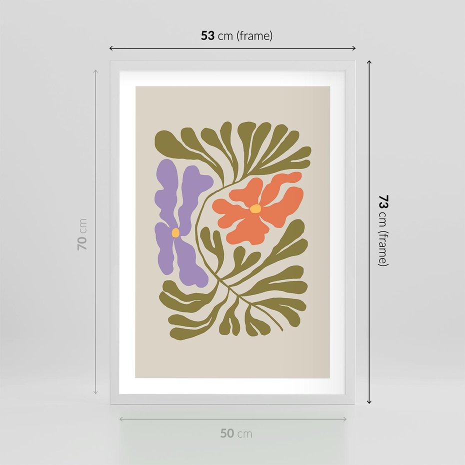 Plakat w ramie 50x70 - Bezgraniczne Impresje - kwiaty, abstrakcja - rama biała