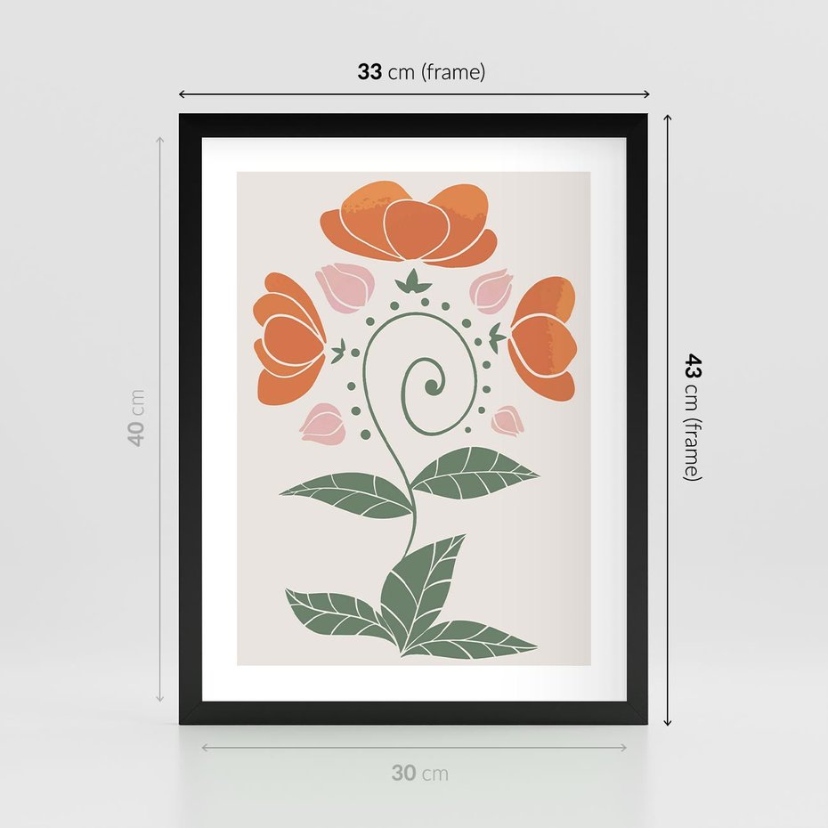 Plakat w ramie 30x40 - Migocące Kształty Kwiatów - kwiaty polne, plakat - rama czarna