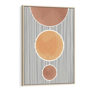 Obraz w ramie 50x70 - Taniec Linii - abstrakcyjna nowoczesna sztuka, koła okręgi - rama drewno