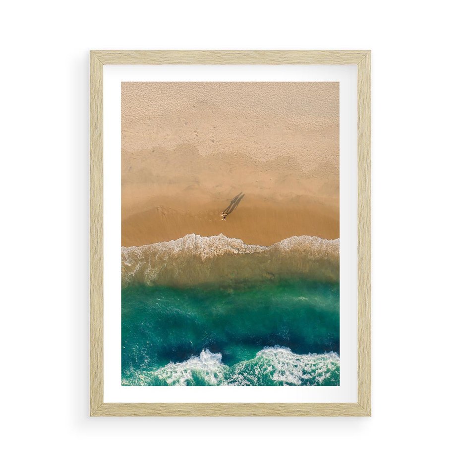 Plakat w ramie 50x70 - Nadbrzeżna Harmonia - plaża, morze - rama drewno