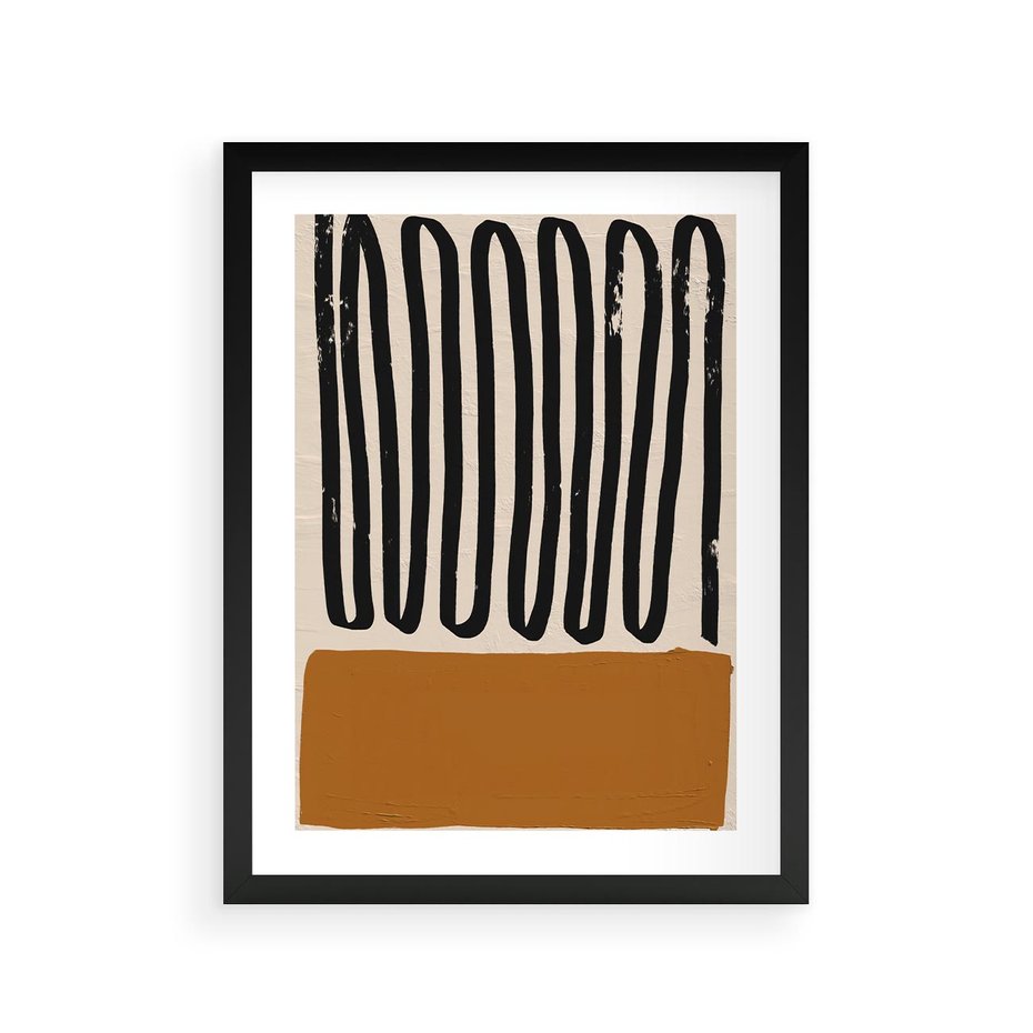 Plakat w ramie 30x40 - Boho Impulsy Kreatywności - abstrakcyjny plakat, brąz - rama czarna